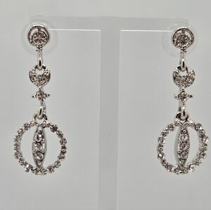 Elegant Silver Rhinestones Dangle Bridal Wedding Statement Earrings